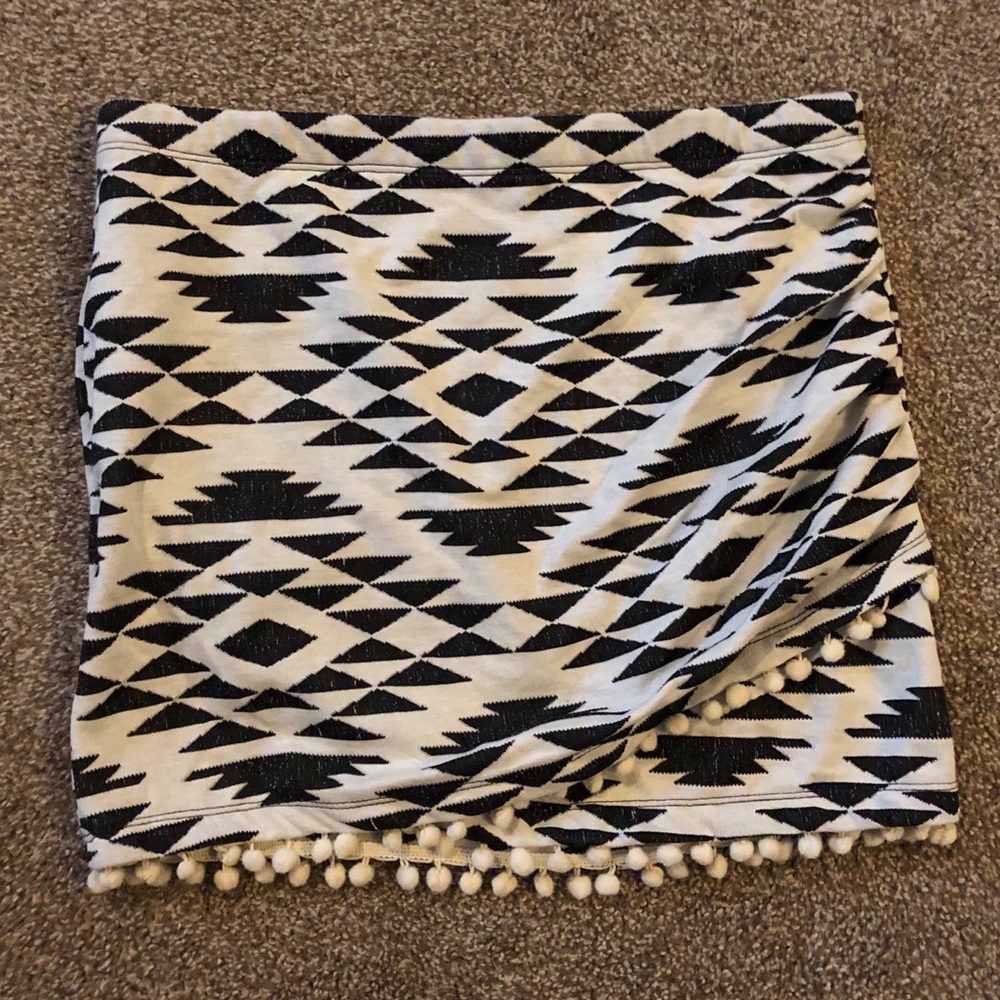 Tribal Print Pom Pom Mini Skirt